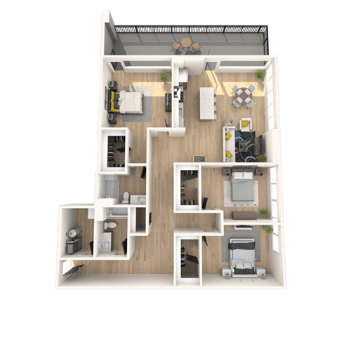 Floor plan for 3 beds, 2 baths, 2060 sqft